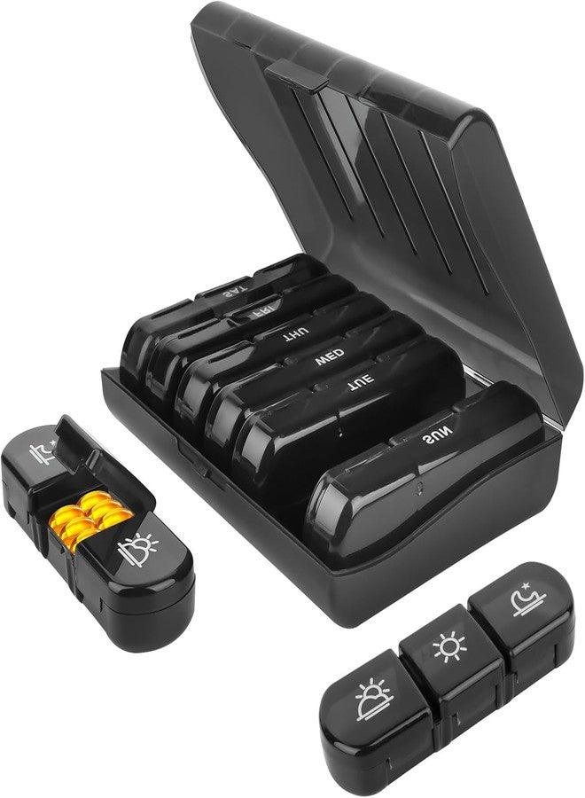 Evona Weekly Pill Box 7 Day 21 Compartment Tablet Organiser Medicine Storage Dispenser l Travel Pill Organizer l Portable Pill Box for Vitamin, Medicine, Pills l Daily Pill Case l Weekly Pill Organizer 7 Days, Morning, Noon, Evening - Image 1